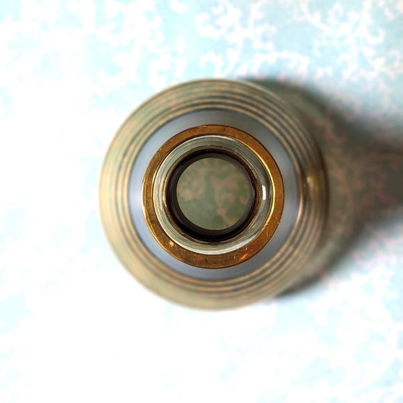 Elegant Vintage Amber Glass Decanter with Gold Accents - No Stopper - Picture 3 of 3